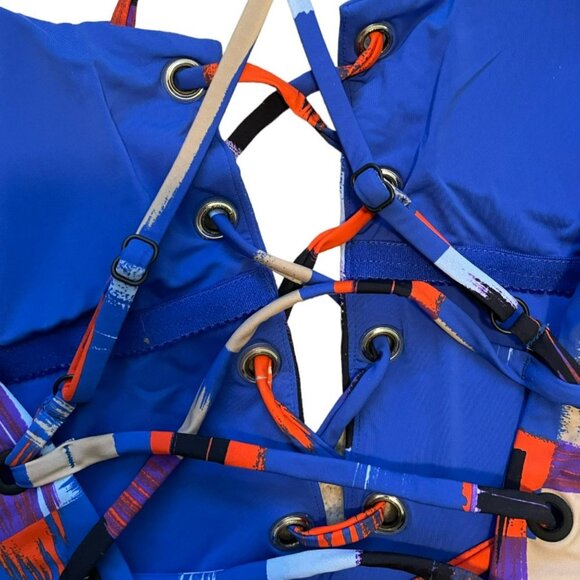 Red Carter Rio Abstract Print One Piece Lace Up Swimsuit women's size M … - Picture 6 of 11